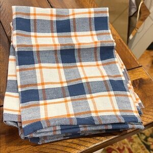Blue and Orange Plaid Cloth Napkins Set of 4 New never used